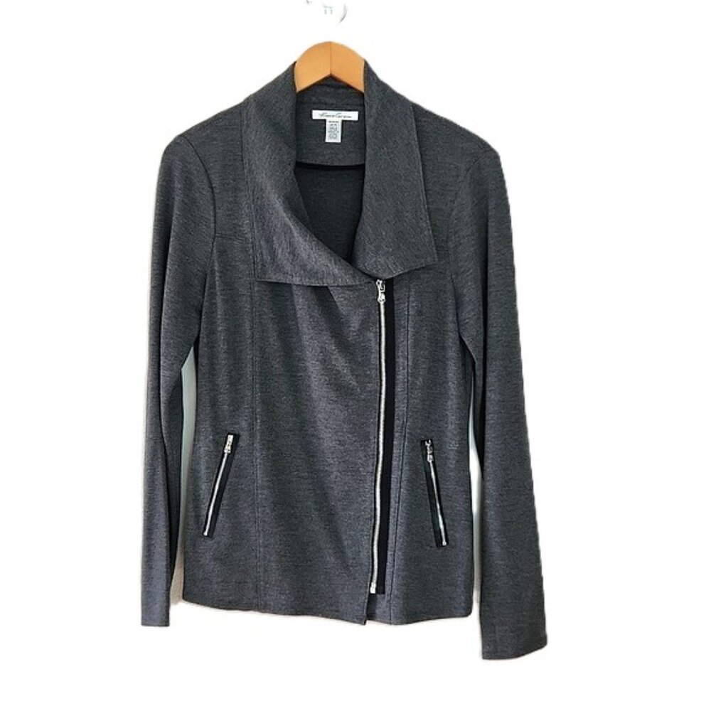 Kenneth Cole Dark Gray Asymmetric Zipper Lightweight Moto Jacket size M